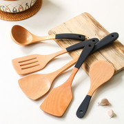 日式木头勺子锅铲木铲不粘锅专用炒菜铲，木质厨具木勺汤勺长柄铲子