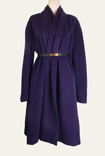 vintage复古秋冬紫色大摆设计感长款气场，羊毛绒大衣重工法式