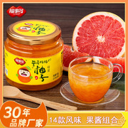 福事多蜂蜜柚子茶500g冲饮罐装，蜜桃乌龙茶山楂，乌梅子酱