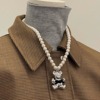 JINMUKE韩国饰品进口首饰品小熊可爱珍珠项链锁骨链