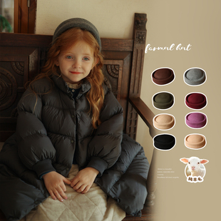 女童纯羊毛小众气质帽子允儿妈宝宝秋冬礼帽儿童冬季可爱帽子