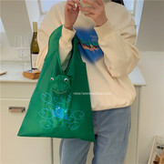 环保袋折叠小号创意卡通绿色青蛙超市购物袋大容量手提便携收纳袋
