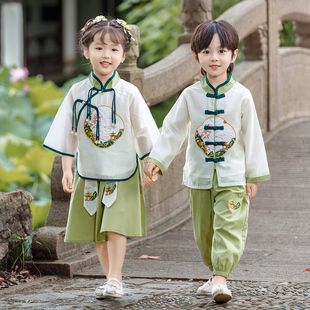 汉服男童新中式儿童，夏季唐装礼服套装，2024女童国风古装表演服