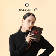 Baellerry2024年女士包袋欧美老花纹双拉链女包时尚斜挎肩包