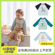 CC  韩国PRANKSOME夏款儿童男女童拼色卡通短袖T恤衫长袖上衣