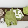 婴儿衣服春秋季背带裤哈衣卡通套头休闲卫衣两件套绿恐龙套装