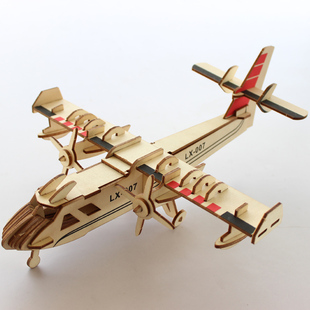 木头歼20航模飞机模型拼装仿真手工，积木质3d立体拼图儿童木制玩具