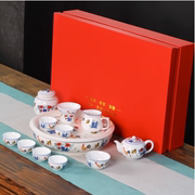 整套中式家用鸡缸杯茶具，套装创意手工茶壶盖碗大明成化斗彩主人杯