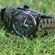 伞绳指南针手表创意潮流，腕表户外运动登山表时装石英表