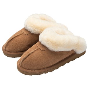 澳洲皮毛一体羊毛包跟零下40度保暖棉拖鞋男女秋冬季室内家居家用