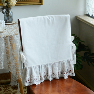 定制欧式法式纯色蕾丝刺绣荷叶边纯棉四季家用餐椅靠背罩沙发床头