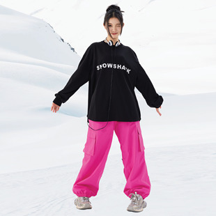 snowshark3l玫红滑雪裤加绒，加厚防水防风保暖男女户外单双板(单双板)宽松