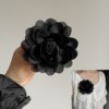 黑色大花朵胸针高质感(高质感，)气质缎面布艺，花朵胸花超美外套配饰别针夹子