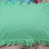 浙江机绣花绿白粉金黄玫红色的确良布老式枕头花边单人双人枕套