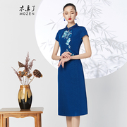 花卉刺绣 中式双襟 质感横纹