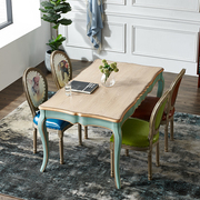 美式实木餐桌椅组合地中海吃饭桌简约家用4人西餐桌子欧式田园桌