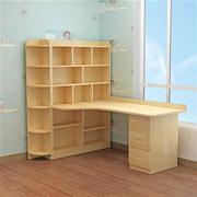 实木转角台式电脑桌书桌，家用卧室拐角，书架组合书柜儿童学习写字台