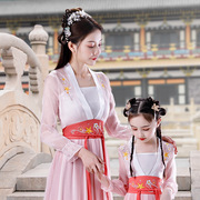 亲子装秋装母女装，2024亲子汉服连衣裙，中国风古装飘逸儿童汉服