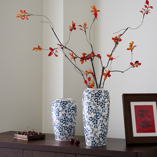 中国风陶瓷花瓶新中式，轻奢青花瓷花器客厅玄关茶几，插花高级感摆件
