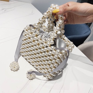 小香风珍珠包包女手工，编织包包diy材料包散珠子自制串珠包手提包