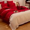 100支长绒棉纯棉全棉，红色床单被套，四件套结婚床上用品婚庆4件套