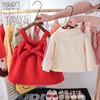 女童韩版加绒t恤背心裙，两件套周岁宝宝礼服，打底套装婴儿马甲裙子