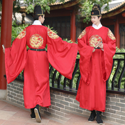 汉服男婚服明制龙袍红色四团龙绣花复原圆领袍学生摄影中国风古风