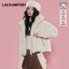 LA CRAWFISH韩系慵懒90白鸭绒可拆卸毛领pu皮羽绒服冬季厚外套女