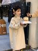 韩国童装女童双面羊绒，大衣中长款2023儿童，冬款纯色呢大衣