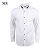 XEE银泰商场同款 白色绣花领口时尚修身长袖衬衫修身百搭商务衬衣