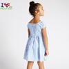 英国马莎M&S女童夏季短袖松紧百褶竖条纹蓝色连衣裙