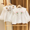 韩国童装女童洋气翻领衬衫春季儿童长袖白衬衣秋季女宝宝上衣