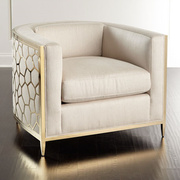 现代时尚大方沙发洽谈椅金属，镂空休闲椅新古典(新古典)轻奢冰裂沙发椅组合