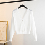 夏季蝙蝠袖时尚空调衫，2024宽松显瘦白色，防晒外套早秋长袖冰丝上衣