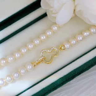 s925纯银葫芦款珍珠项链手链，毛衣链夹扣手工，diy制作串珠饰品银扣