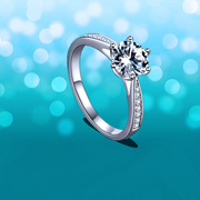 时尚S925纯银莫桑石戒指女微镶六爪镶嵌一克拉莫桑钻戒指女送礼物