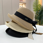 卷边防晒遮阳帽女夏季圆顶盆帽赫尔本礼帽帽子海边可折叠草帽