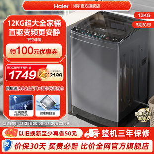 直驱变频海尔波轮洗衣机家用全自动12kg大容量智能除菌mate3