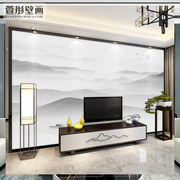 现代新中式水墨山水墙纸客厅电视背景墙壁纸书房壁画简约影视墙布