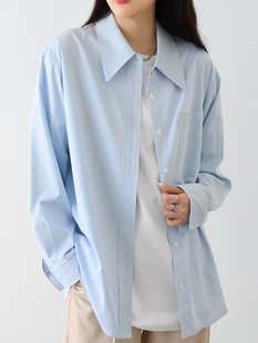chicclo浅蓝色衬衫，女2024春季经典系列五色，可选宽松显瘦衬衣