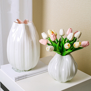 简约现代创意白色花瓶玻璃水培，花器客厅电视柜，餐桌摆件家居装饰品