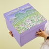 超大号油画风礼物盒创意生日礼物包装盒仪式感紫色盒空盒子