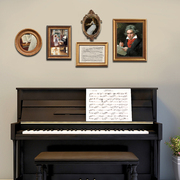 现代钢琴画琴房装饰画组合金色，艺术人物贝多芬乐谱，有框画简约风格