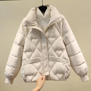 羽绒棉服女短款2023冬季棉衣女，小个子宽松加厚立领，棉袄外套潮