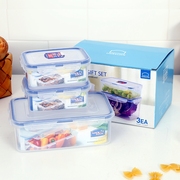 乐扣乐扣塑料饭盒微波炉保鲜盒3件套厨房冰箱收纳礼盒装水果