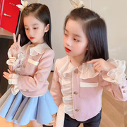 韩国高端女童外套名媛气质公主荷叶领上衣秋冬洋气儿童亲子装母女
