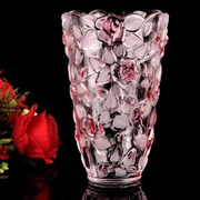 弗莱文茨玫瑰水晶玻璃花瓶，富贵竹百合花瓶插花花瓶，摆件花瓶