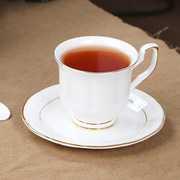 唐山骨瓷咖啡杯套装陶瓷金边办公咖啡杯碟勺可加logo