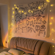 背景布卡通(布卡通)动物猫猫，挂布挂毯儿童卧室，出租屋恐龙可爱床头装饰墙布