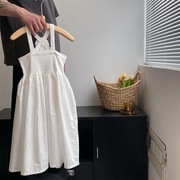 2023夏季女童小吊带连衣裙韩版法式童装儿童无袖白色公主裙子